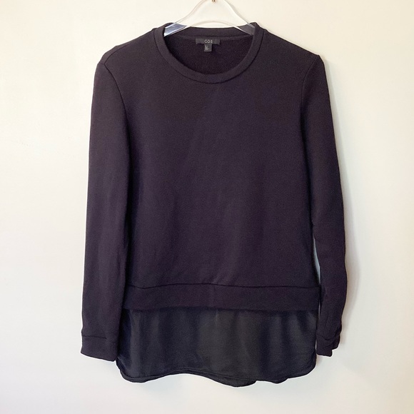 COS Tops - COS Layered Crewneck Sweatshirt with Silk Bottom - Navy - S